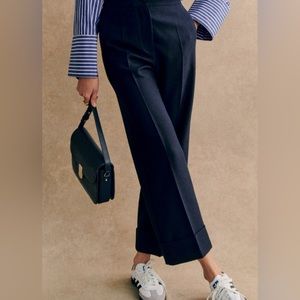 NWT Sézane Damon Navy Pants Trousers Size 38/6
